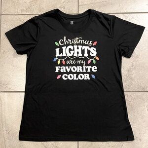 Christmas Lights Are My Favorite Color Black TShirt Jammie’s Large 12-14